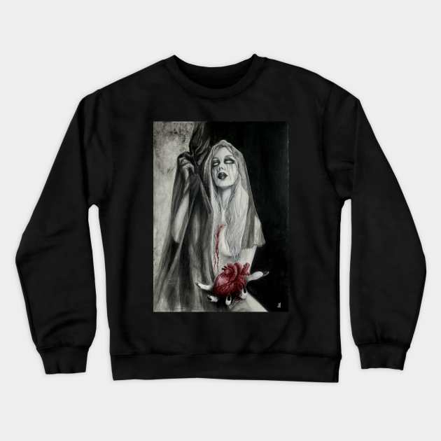 Bloody Valentine - star, night night, heart, bdsm, toxic love, dark nun, stranger, star, moon, girl, blood, demon, three of swords, tarot, sticker Crewneck Sweatshirt by SSINAMOON COVEN